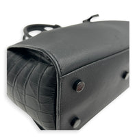 Cabas Top Handle Bag Black in Crocodile Embossed Calfskin, Silver hardware