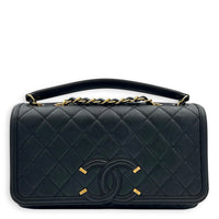 CC Filigree Shoulder Bag Black in Caviar Leather, Gold hardware