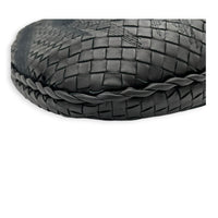 Intrecciato Hobo Black Shoulder Bag in Nappa Leather, Gunmetal hardware