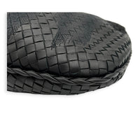 Intrecciato Hobo Black Shoulder Bag in Nappa Leather, Gunmetal hardware