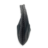 Intrecciato Hobo Black Shoulder Bag in Nappa Leather, Gunmetal hardware
