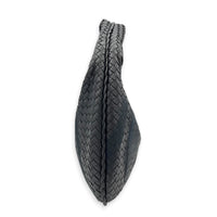 Intrecciato Hobo Black Shoulder Bag in Nappa Leather, Gunmetal hardware