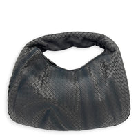 Intrecciato Hobo Black Shoulder Bag in Nappa Leather, Gunmetal hardware
