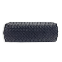 Intrecciato Black Shoulder Bag in Nappa Leather, Silver hardware