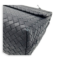 Intrecciato Black Shoulder Bag in Nappa Leather, Silver hardware