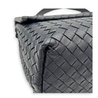 Intrecciato Black Shoulder Bag in Nappa Leather, Silver hardware