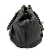 Cervo Antik Green Top Handle Bag in Nappa Leather, Gold hardware