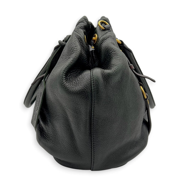 Cervo Antik Green Top Handle Bag in Nappa Leather, Gold hardware