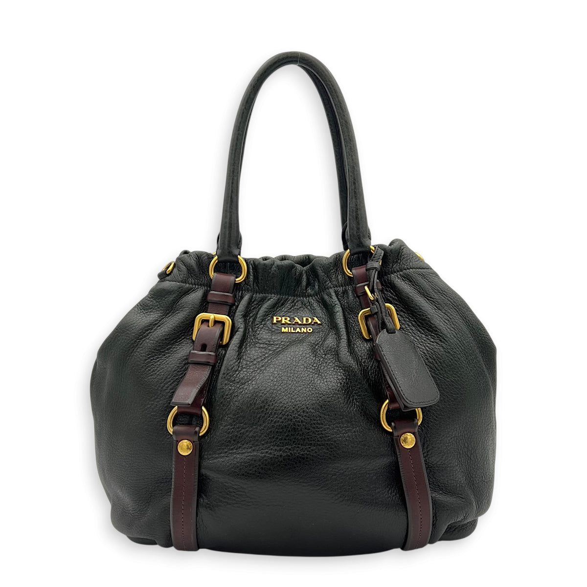 Cervo Antik Green Top Handle Bag in Nappa Leather, Gold hardware