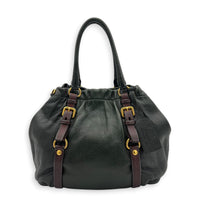 Cervo Antik Green Top Handle Bag in Nappa Leather, Gold hardware