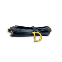 Saddle Shoulder Bag Medium Blue in Python Leather, Gold hardware