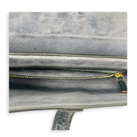 Saddle Shoulder Bag Medium Blue in Python Leather, Gold hardware