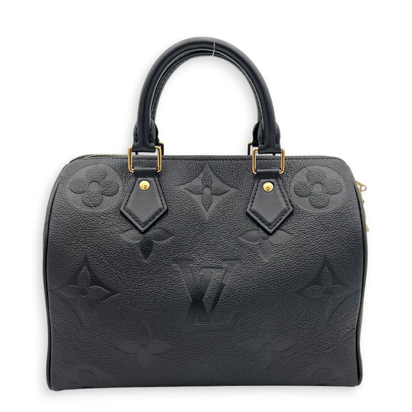 Speedy Bandouliere 25 Black Top Handle Bag in Monogram Empreinte Leather, Gold hardware
