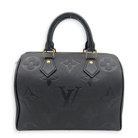 Speedy Bandouliere 25 Black Top Handle Bag in Monogram Empreinte Leather, Gold hardware