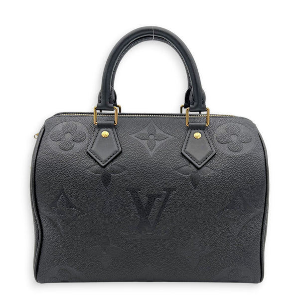 Speedy Bandouliere 25 Black Top Handle Bag in Monogram Empreinte Leather, Gold hardware