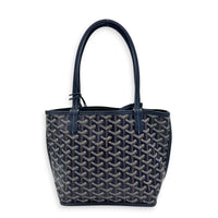 Anjou Mini Navy with Universal Clip Tote Bag in Coated Canvas, Silver hardware