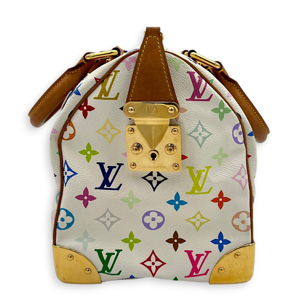 Speedy Top Handle Bag 30 Multicolor White in Coated Canvas, Gold hardware