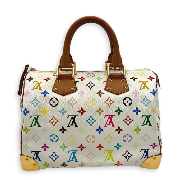 Speedy Top Handle Bag 30 Multicolor White in Coated Canvas, Gold hardware
