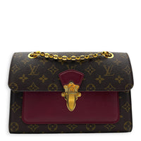 Victoire Burgundy Shoulder Bag in Monogram Coated Canvas, Gold hardware