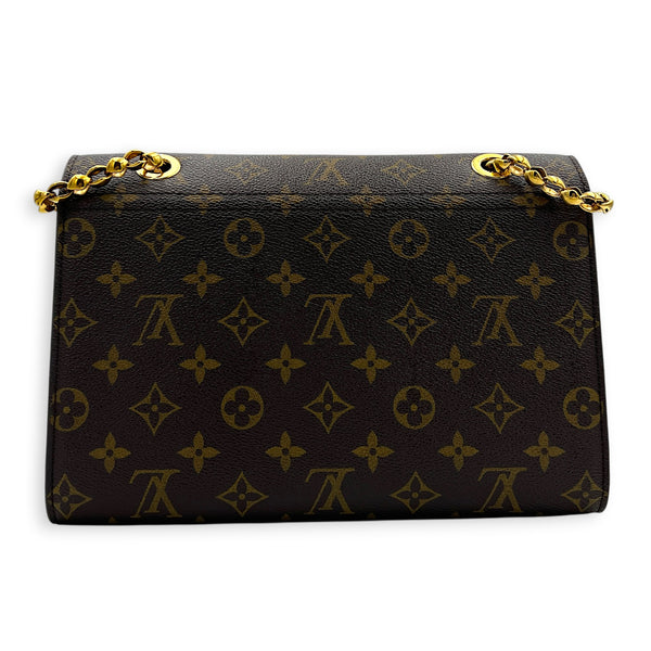 Victoire Burgundy Shoulder Bag in Monogram Coated Canvas, Gold hardware
