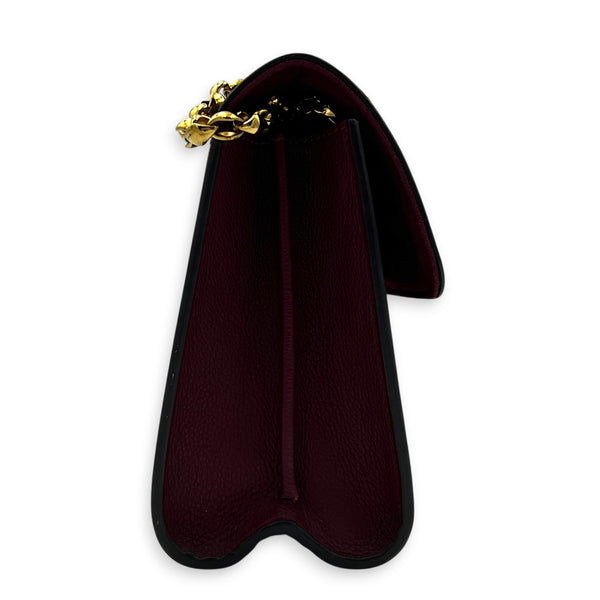 Victoire Burgundy Shoulder Bag in Monogram Coated Canvas, Gold hardware
