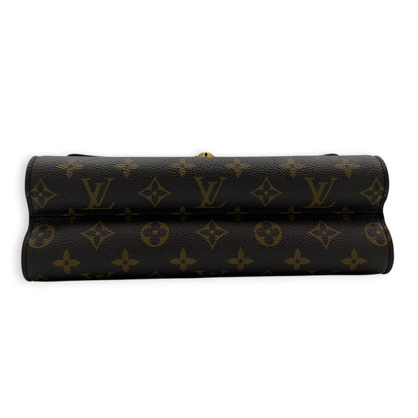 Victoire Burgundy Shoulder Bag in Monogram Coated Canvas, Gold hardware