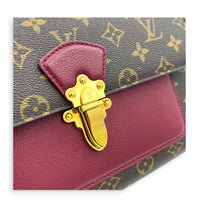 Victoire Burgundy Shoulder Bag in Monogram Coated Canvas, Gold hardware
