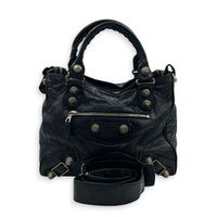 Vero Giant Stud Black Top Handle Bag in Calfskin,  hardware