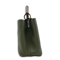Capucines Top Handle Bag Green in Taurillon Leather, Silver hardware
