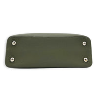 Capucines Top Handle Bag Green in Taurillon Leather, Silver hardware
