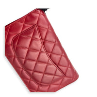 CC Red Wallet On Chain in Lambskin, Silver hardware