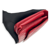CC Red Wallet On Chain in Lambskin, Silver hardware