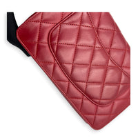 CC Red Wallet On Chain in Lambskin, Silver hardware