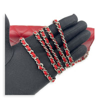 CC Red Wallet On Chain in Lambskin, Silver hardware