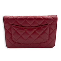 CC Red Wallet On Chain in Lambskin, Silver hardware