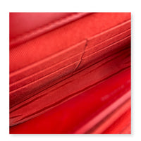 CC Red Wallet On Chain in Lambskin, Silver hardware