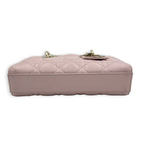 Lady D-Joy Small Pink Top Handle Bag in Lambskin, Gold hardware