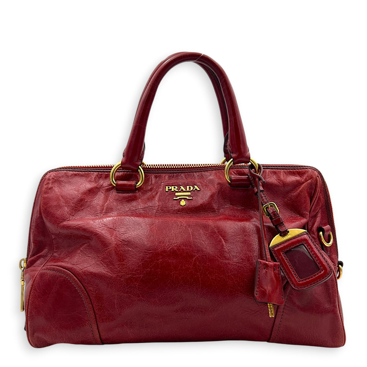 Bauletto Top Handle Bag Red in Patent Leather, Gold hardware