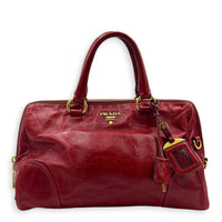 Bauletto Top Handle Bag Red in Patent Leather, Gold hardware