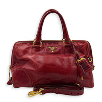 Bauletto Top Handle Bag Red in Patent Leather, Gold hardware