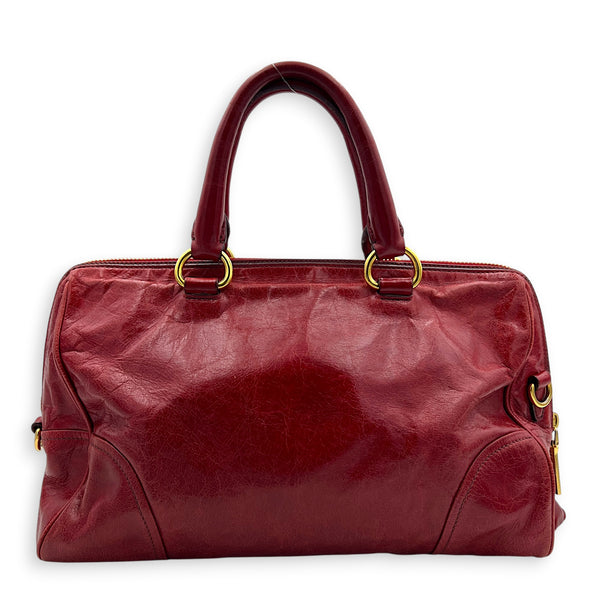 Bauletto Top Handle Bag Red in Patent Leather, Gold hardware