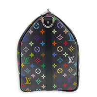Keepall Duffle Bag 5- Black Multicolor x Takashi Murakami in Coated Canvas, Silver hardware