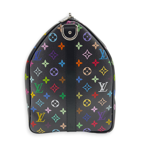Keepall Duffle Bag 5- Black Multicolor x Takashi Murakami in Coated Canvas, Silver hardware