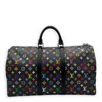 Keepall Duffle Bag 5- Black Multicolor x Takashi Murakami in Coated Canvas, Silver hardware