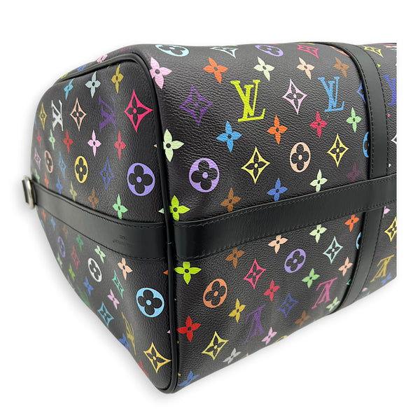 Keepall Duffle Bag 5- Black Multicolor x Takashi Murakami in Coated Canvas, Silver hardware