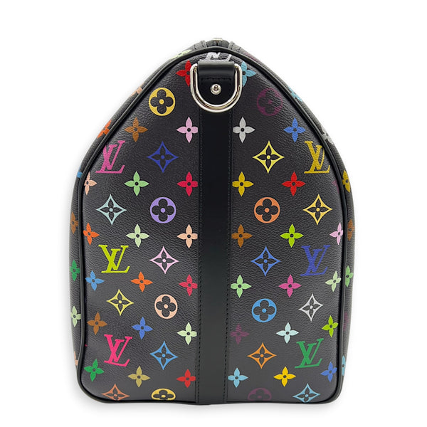 Keepall Duffle Bag 5- Black Multicolor x Takashi Murakami in Coated Canvas, Silver hardware