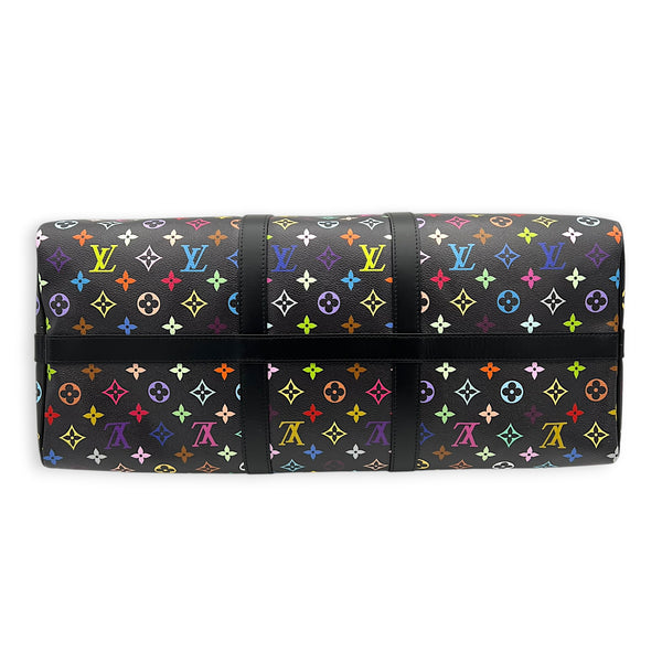 Keepall Duffle Bag 5- Black Multicolor x Takashi Murakami in Coated Canvas, Silver hardware