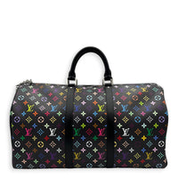 Keepall Duffle Bag 5- Black Multicolor x Takashi Murakami in Coated Canvas, Silver hardware