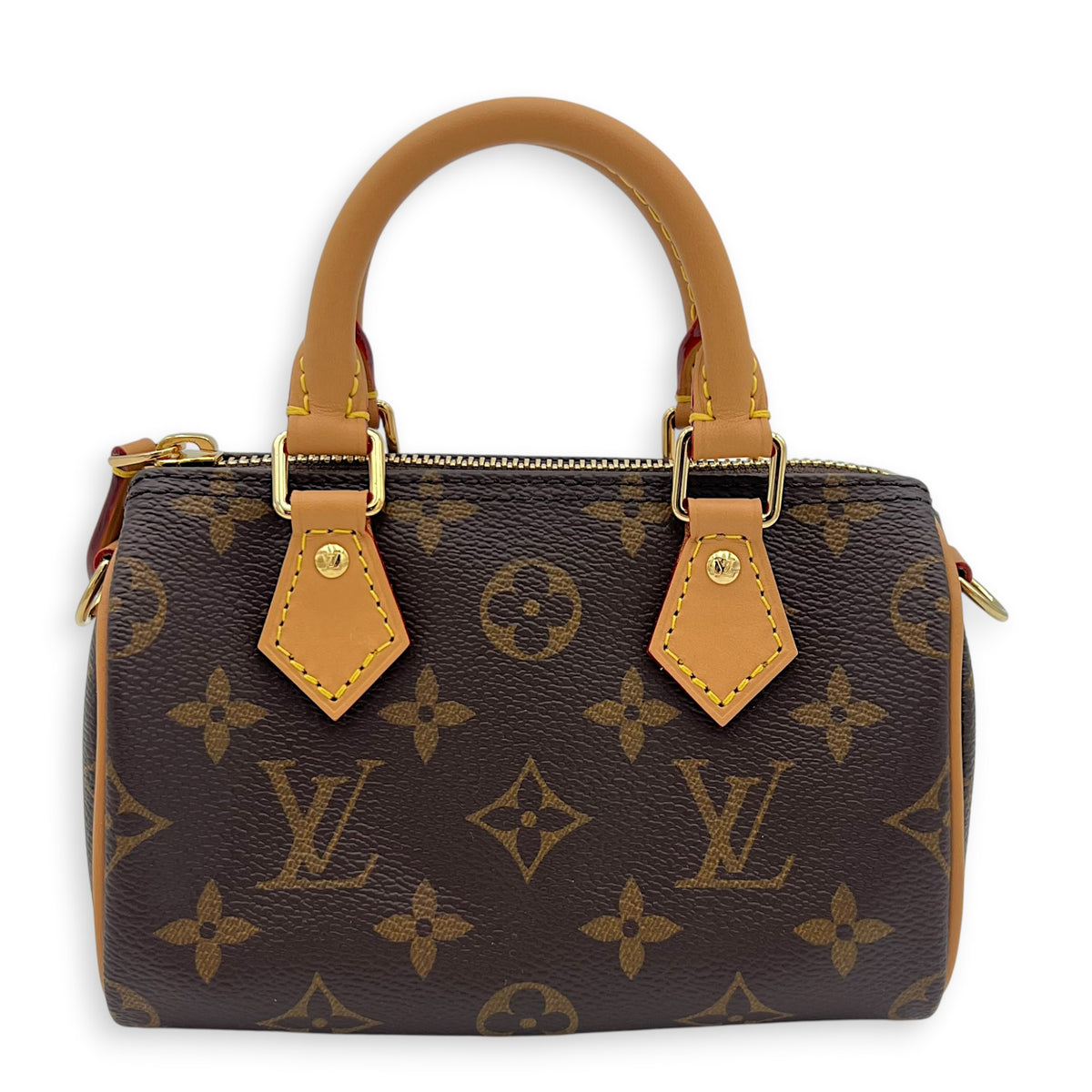 Speedy Top Handle Bag Nano  Brown in Monogram Coated Canvas, Gold hardware