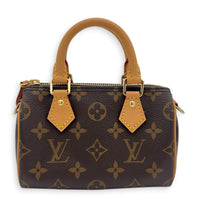 Speedy Top Handle Bag Nano  Brown in Monogram Coated Canvas, Gold hardware